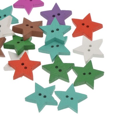 New 100PCs Christmas Festival Mixed Colors Pentacle Shape Wo