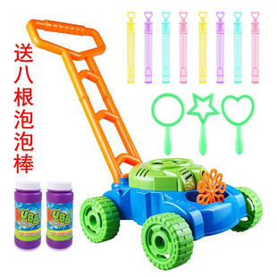 跨境亚马逊手推泡泡机电动吹泡泡除草机亲子户外儿童坦克车玩具