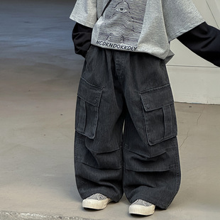 2026新款 喜小铺牛仔裤 韩版 潮牌童装 阔腿长裤 宽松个性 儿童春季 工装