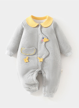 婴儿加棉连体衣100克宝宝夹棉加厚秋冬装哈衣连身衣爬服婴幼儿童