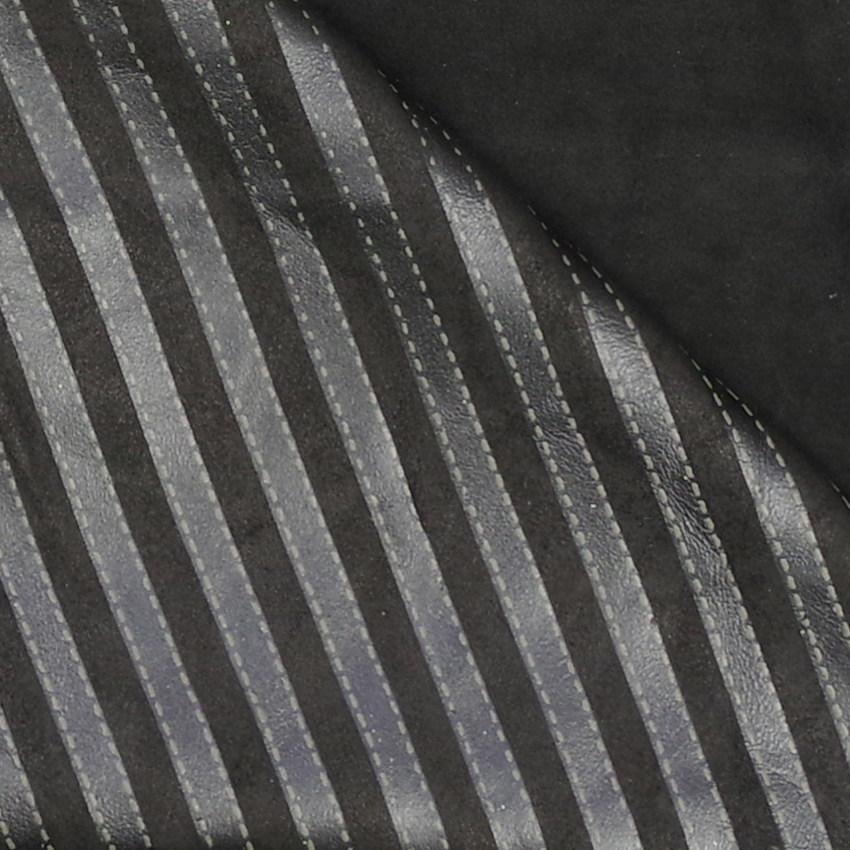 黑色反绒反毛剖层透气二层羊皮条纹图案皮衣配料软面真皮皮料