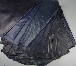 深蓝色绵羊皮 黑蓝色服装软羊皮 蓝绿色羊皮 皮衣修补用真皮皮料