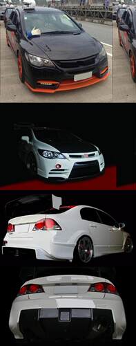 高品质FD2思域TYPE R\思铭改装M&M款前杠\后唇\大包围（CIVIC）