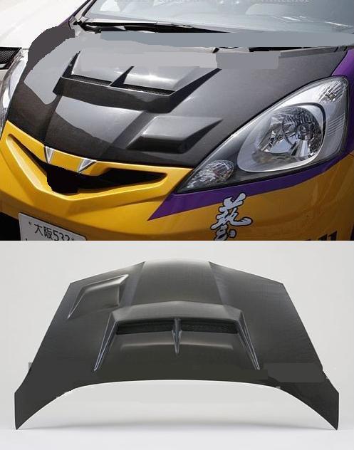 碳纤维09~11款新飞度FIT改装JS款开孔引擎盖