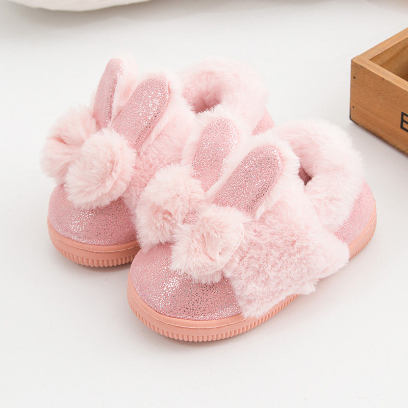 Pantoufles enfants en suède pour hiver - semelle plastique - Ref 1018199 Image 1