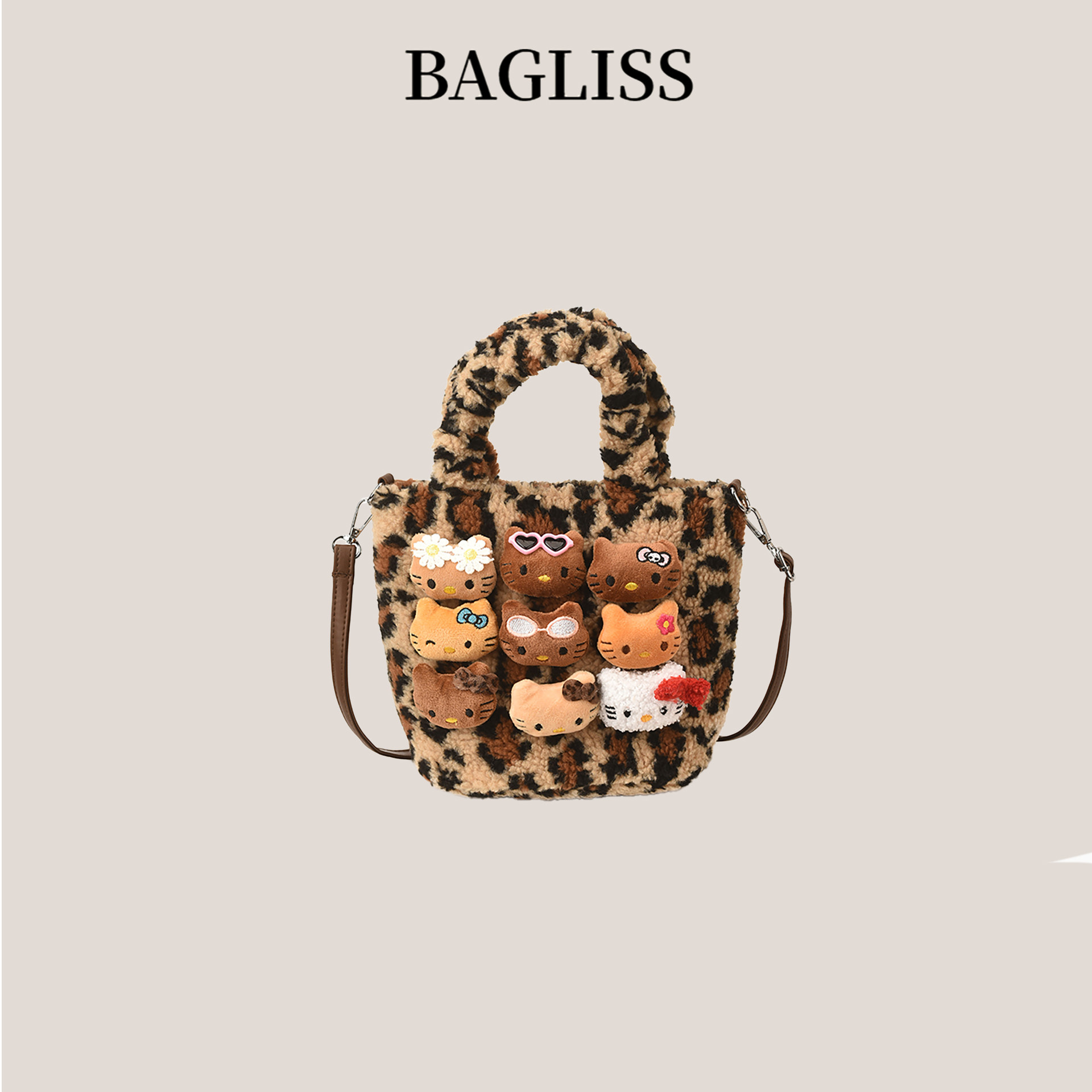 2026可爱猫咪毛绒绒斜挎手机包