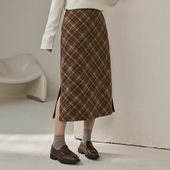 直筒遮胯显瘦半身裙胖mm2025春新款 女装 复古格子裙 纤莉秀大码