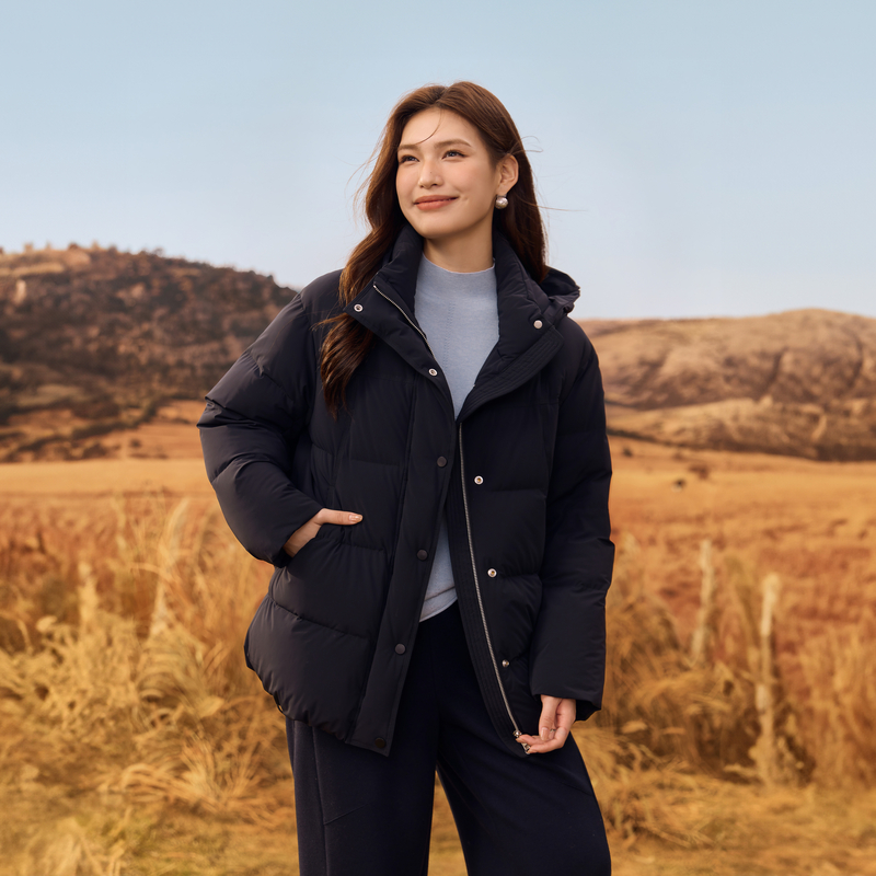 纤莉秀大码女装蓬松保暖羽绒服