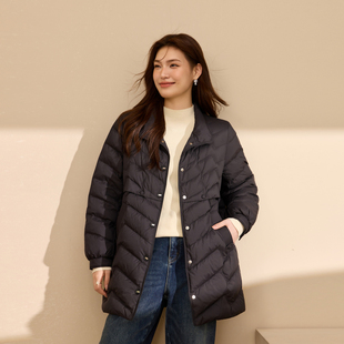 中长款 鸭绒保暖外套胖mm2025冬装 羽绒服 女装 新款 纤莉秀大码