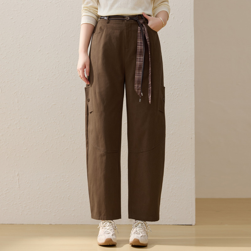 【轻运动工装裤】通勤腰带美式弯刀裤子纤莉秀大码女装胖mm春新款,女装/女士精品,大码裤装,淘宝优惠券,粉丝福利购,淘宝优惠卷