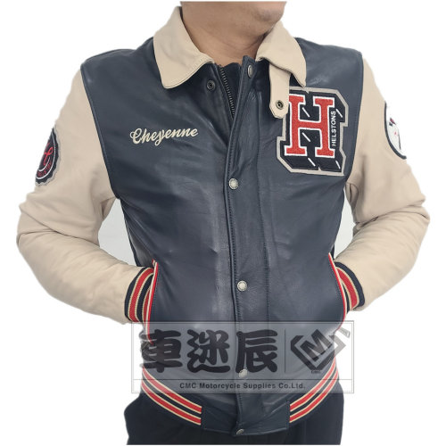 海思顿摩托车骑行服男士复古皮衣