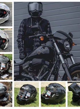 SIMPSON辛普森碳纤维摩托车揭面盔男双镜片机车头盔赛车MOD全盔