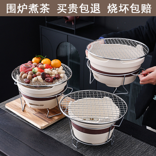 新款围炉煮茶烤火炉家用室内户外碳炉烧烤明火侧把壶耐高温炭炉子