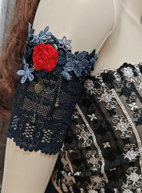 新设计款哥特暗黑哥特cos红玫大臂环纹身遮盖手臂饰品女 单只