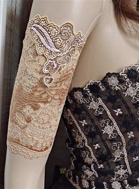 原创设计蕾丝弹性手臂环装饰直播舞台cos配饰金色松紧臂带女单只