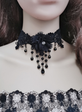 花朵颈链项链糖衣泡菜蕾丝女水晶