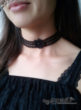 复古宫廷风蕾丝短款夜店白色项链