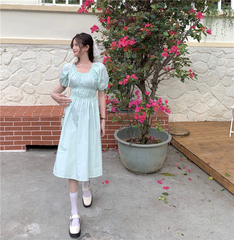 Real price ~ versatile sweet show thin age reducing Korean loose bubble wrinkle show thin dress