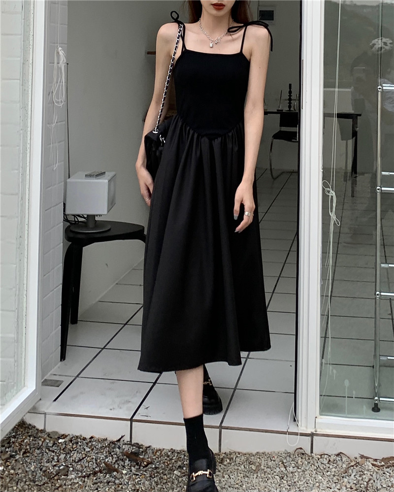 Real shot real price ~ New Korean strap stitching dress