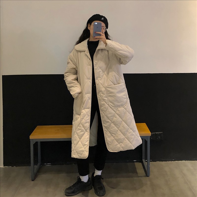 Real shot real price ~ Korean version of medium and long thick loose cotton padded jacket