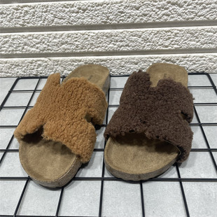 平底孕妇勃肯棉拖 女外秋冬新款 断码 处理绝美温柔仙女风毛毛拖鞋