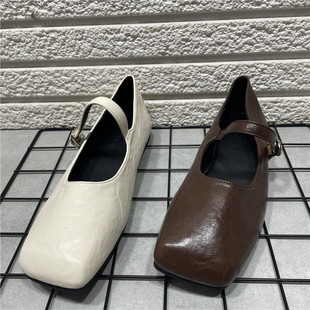 新款 女2025春季 方头平底玛丽珍皮鞋 女法式 断码 复古通勤鞋 处理单鞋