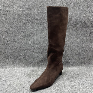 断码 处理欧美高级感骑士靴宽松小方头高跟不过膝高筒长靴女秋冬季