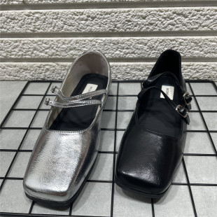 新款 断码 女平底秋季 晚风单鞋 气质仙女通勤方头浅口玛丽珍 处理法式
