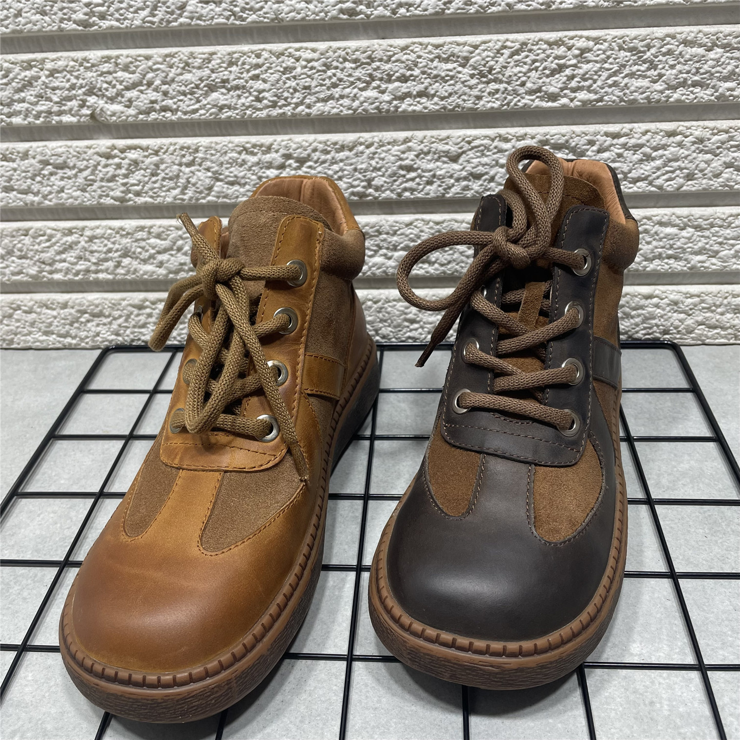 真皮德训鞋复古平底马丁靴女