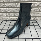 断码 靴气质后拉链切尔西靴 高跟时装 处理方头粗跟短靴女秋冬款 韩版