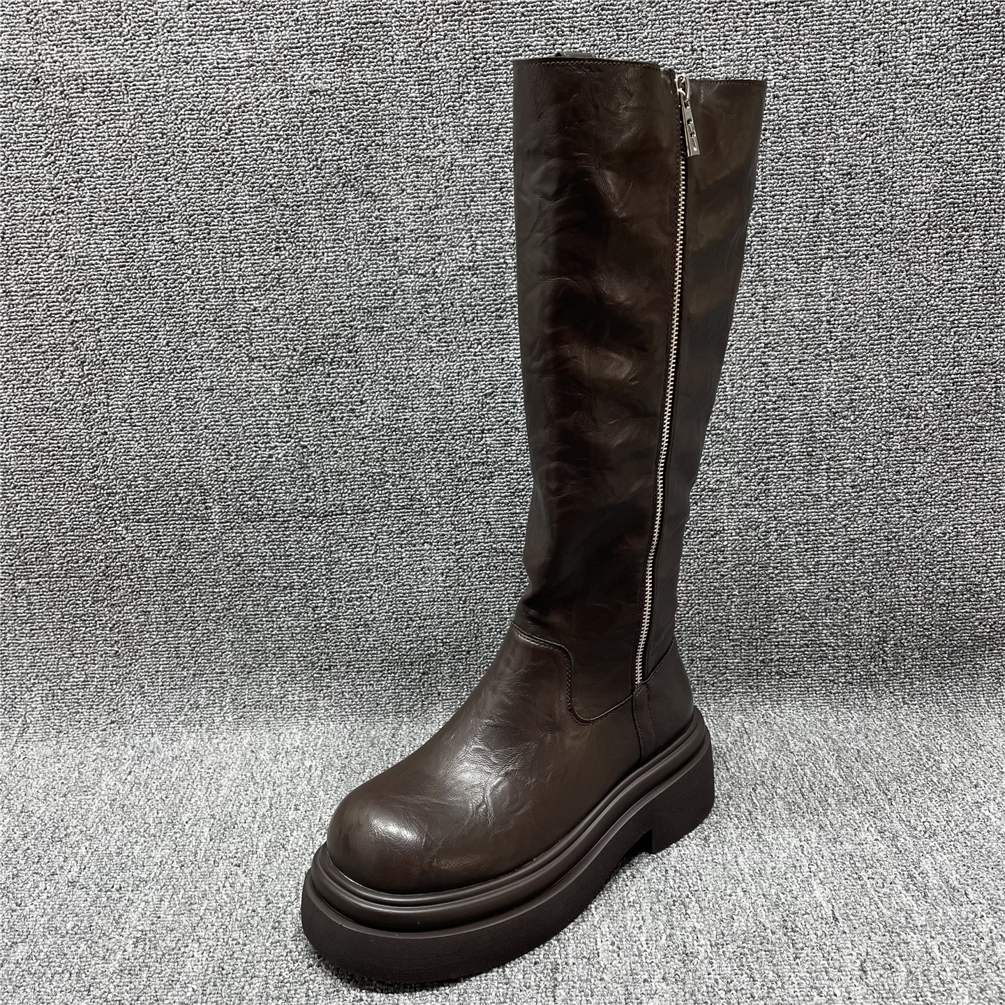 可调大筒围粗腿厚底骑士靴女