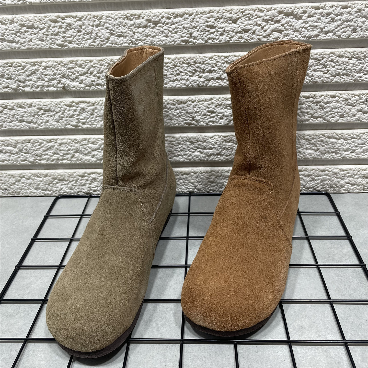 真皮中筒勃肯鞋平底雪地靴女