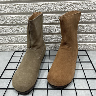 毛毛短靴加绒棉鞋 断码 新款 平底雪地靴女冬季 子 处理真皮中筒勃肯鞋