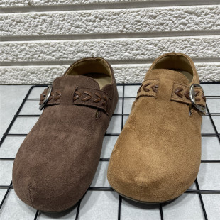 休闲皮带扣平底单鞋 断码 女春季 复古厚底内增高全包勃肯鞋 处理时尚