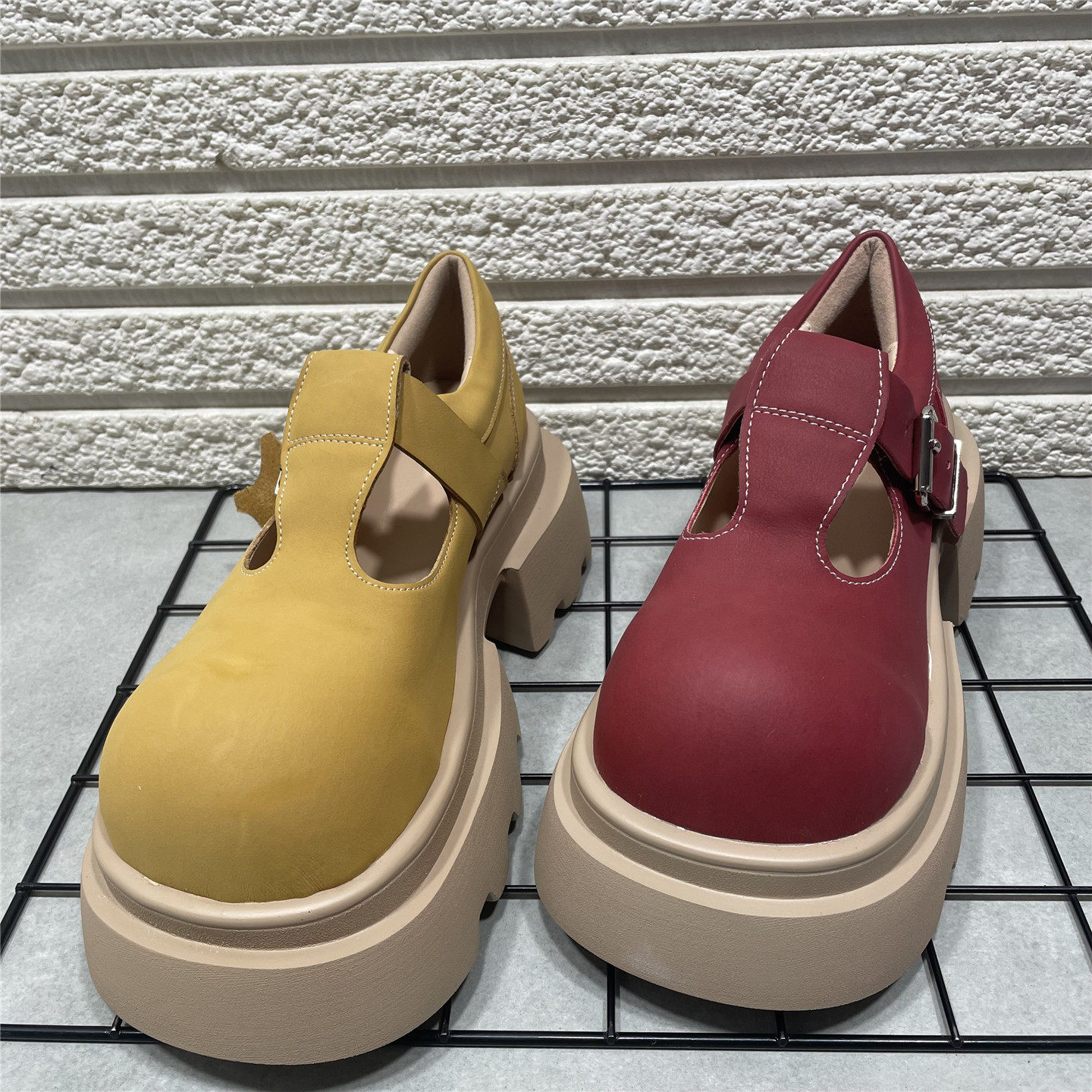 断码处理复古增高玛丽珍小皮鞋女真皮厚底粗跟欧货爆款松糕单鞋女