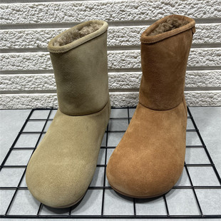 内增高勃肯棉鞋 新款 复古加绒短靴女 处理真皮保暖雪地靴女冬季 断码