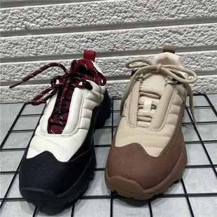 断码处理休闲鞋女2025年新款春季百搭时尚拼色系带厚底登山老爹鞋