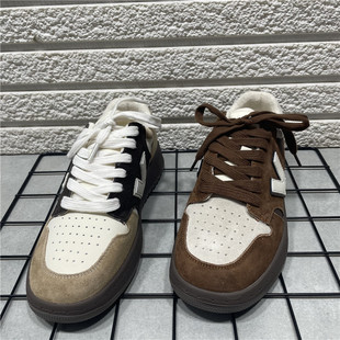 处理真皮复古德训鞋 板鞋 女秋冬新款 休闲运动鞋 潮 拼色百搭时尚 断码