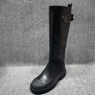 断码 长靴圆头高筒英伦风休闲不过膝长靴女 处理套筒骑士靴秋冬新款