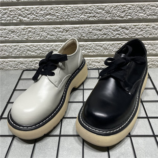 处理韩国春款 气质减龄单鞋 女鞋 时尚 女 圆头厚底系带复古大头鞋 断码