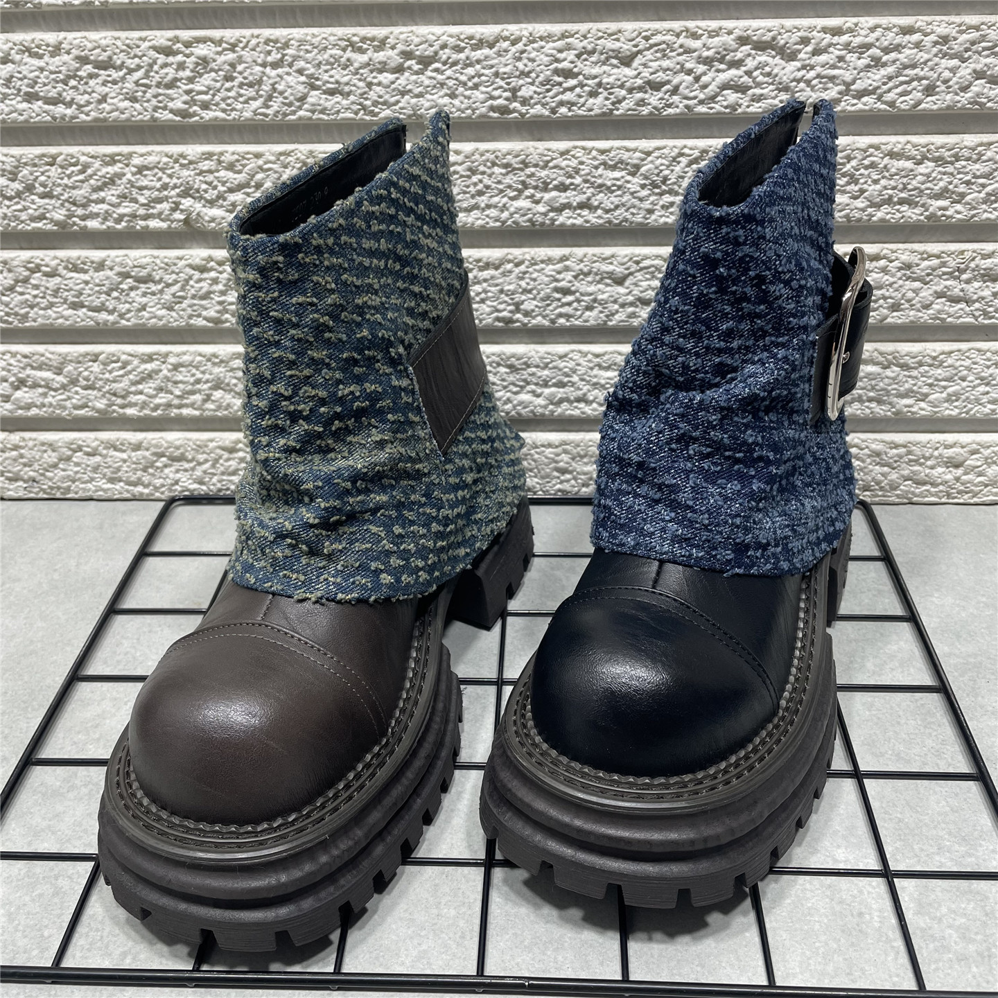 断码处理网红厚底粗跟马丁靴女