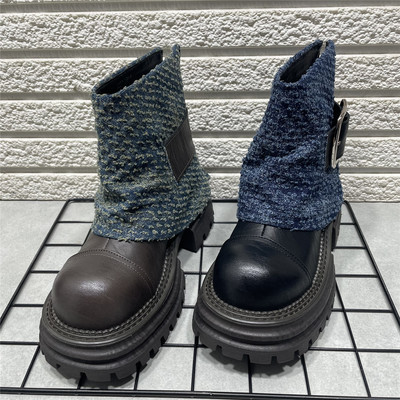 断码处理网红厚底粗跟马丁靴女