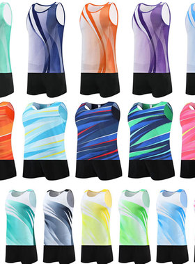 新款田径服套装体考背心训练服比赛服跑步背心体考运动服