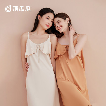 亏本清仓顶呱呱防凸点睡衣吊带睡裙纯棉100%棉轻薄防走光家居裙夏
