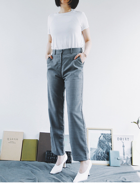 The That This | 意大利真丝羊毛 | 独立设计深灰色 西装小直筒裤