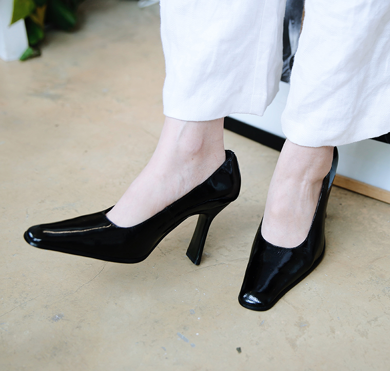 复古vintage古着 | 意大利真头层牛皮 库存老尖货 高跟小黑鸭嘴鞋