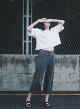 The That This |欧洲制砂洗真丝 |独立设计深灰色阔腿裤 |may yon