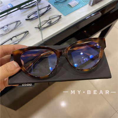 新品猫眼板材眼镜框小香风素颜美式玳瑁色黑框可配度数防蓝光3436