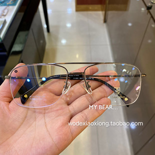 法兰斯顿纯钛半框双梁超轻男士眼镜架高档可配近视防蓝光金丝58码
