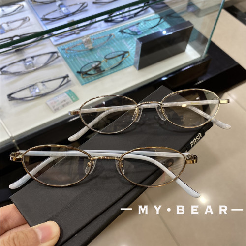 新品日系小窄框眼镜高智银色高品质复古文艺女经典小框高度数眼镜